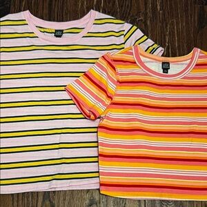 Wild Fable Pink and Orange Striped Womens Tees